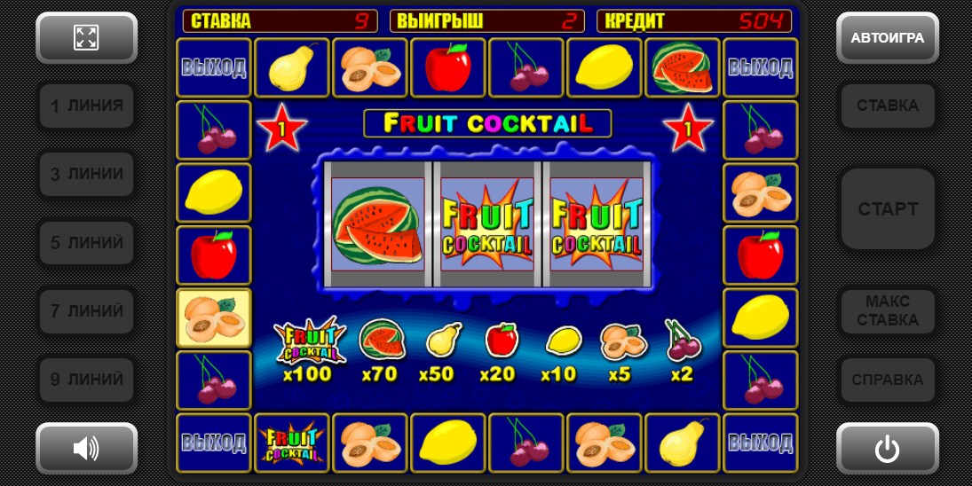 Fruit Cocktail в казино Pokerdom: собирай сочные фрукты!