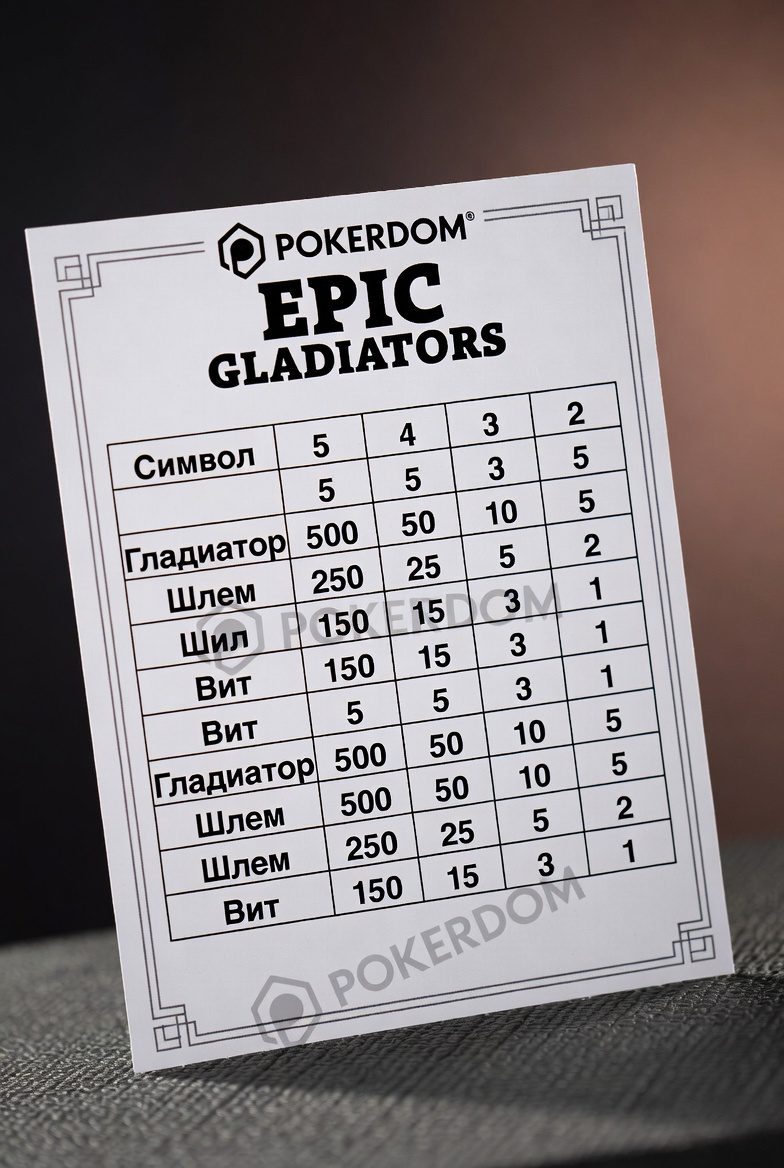Pokerdom-да Epic Gladiators таңбаларының төлем кестесі
