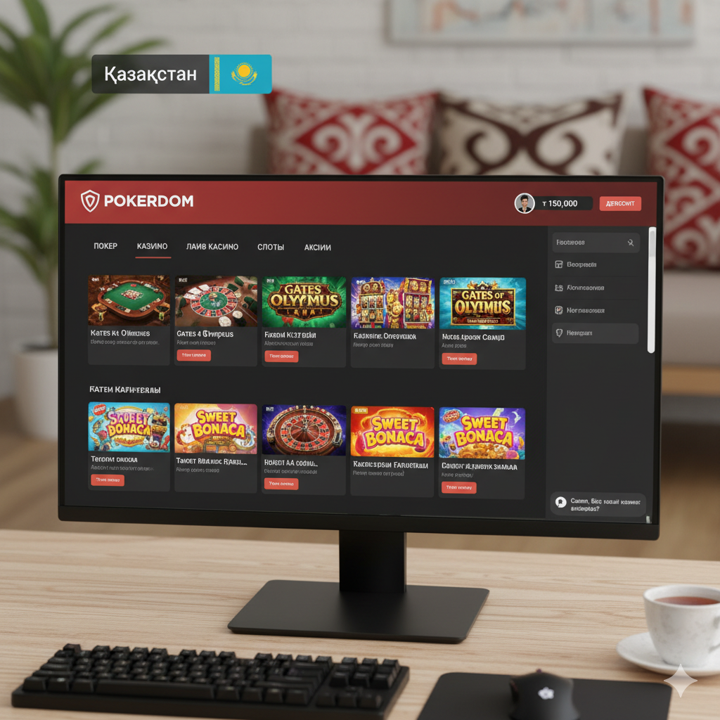 Қазақстан ойыншыларына арналған Pokerdom казиносының интерфейсі
