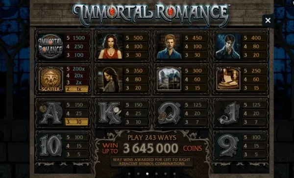 Бонусный раунд Сары в Immortal Romance