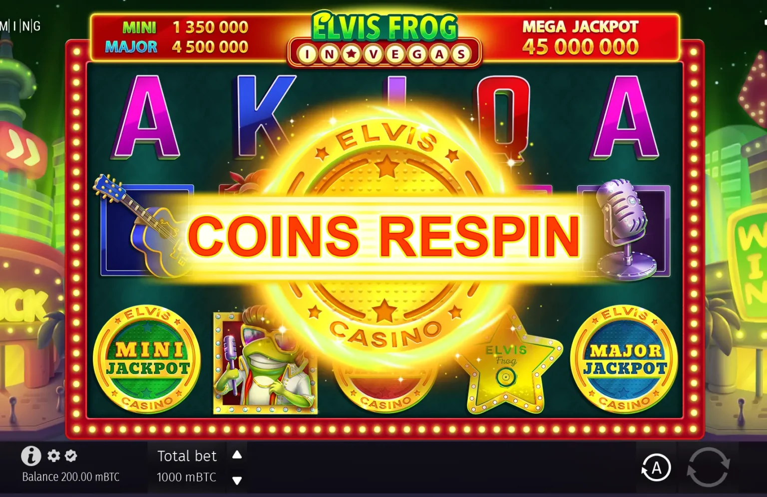 Bonus round with multipliers in Elvis Frog in Vegas