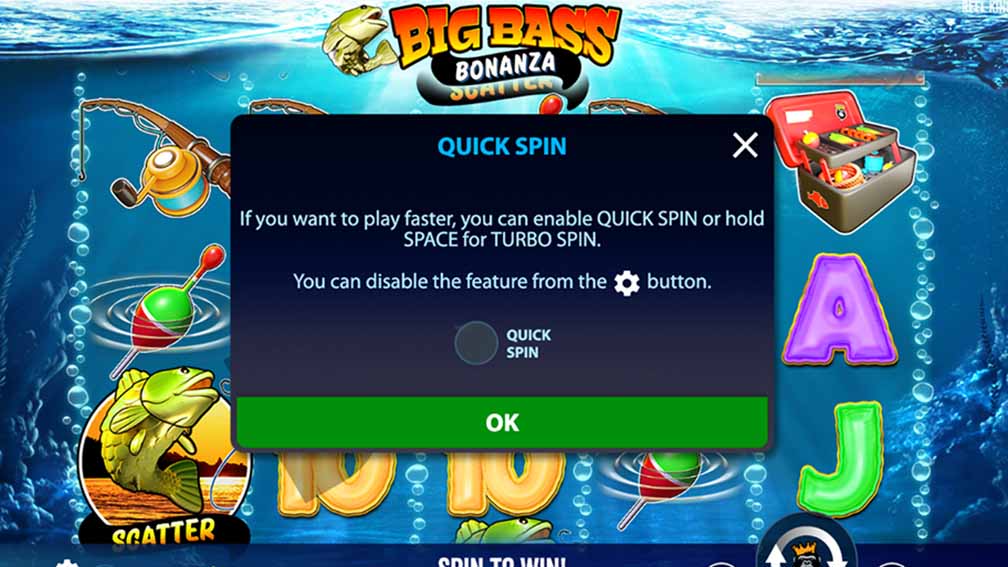 Big Bass Bonanza слотының барабандары және балық аулау тақырыбы бар интерфейсі