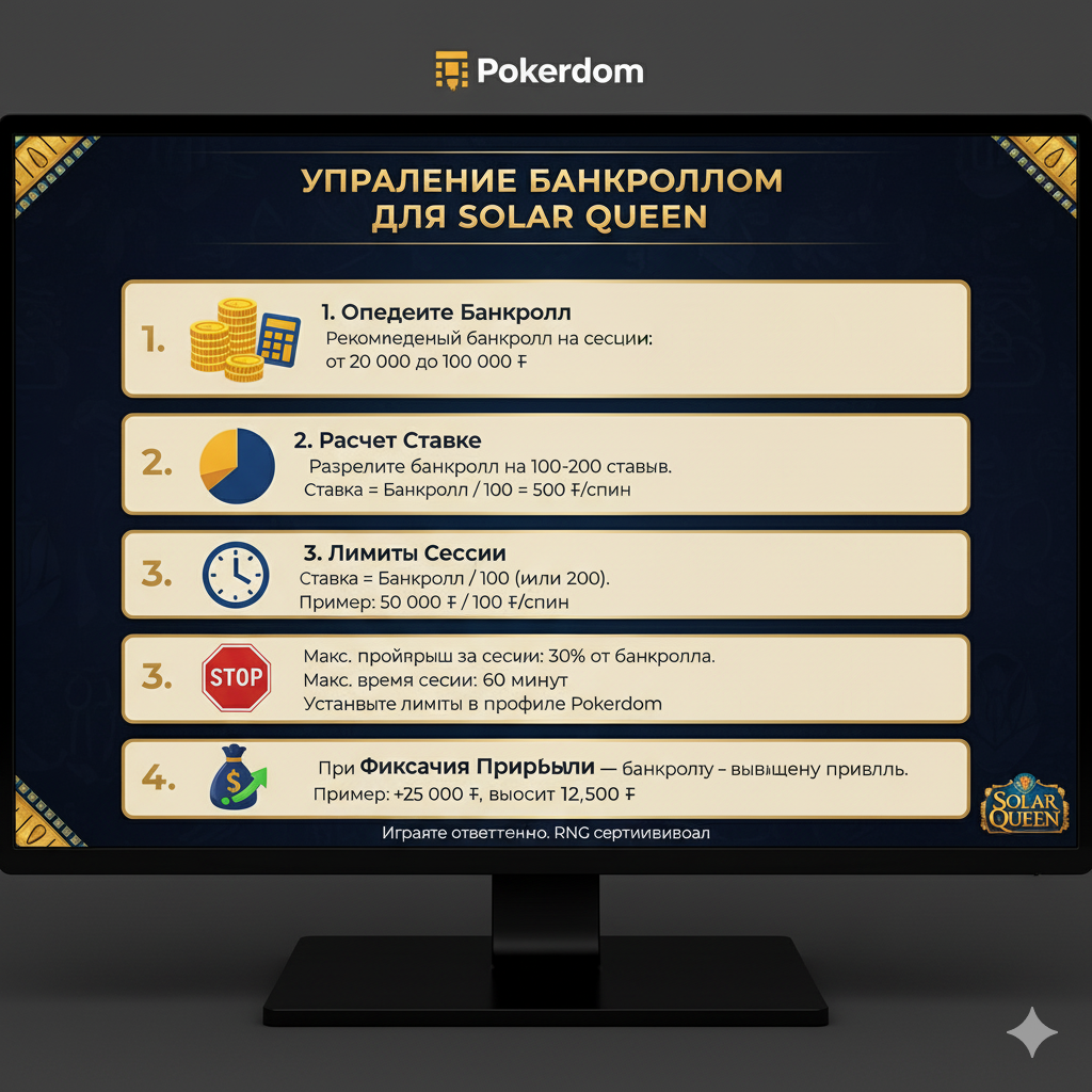 Схема управления банкроллом для игры в Solar Queen на Pokerdom
