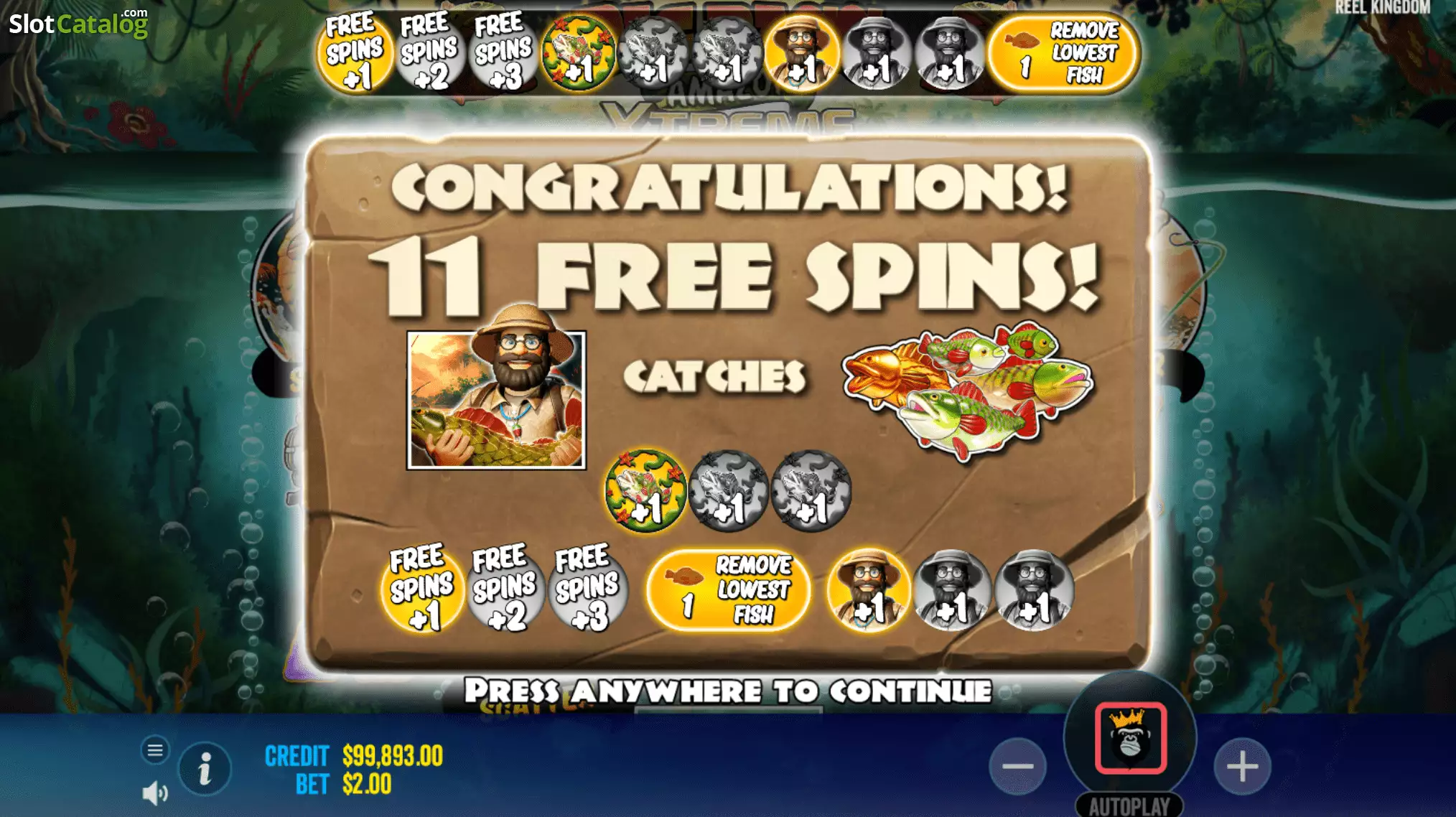 Бонусный раунд с множителями в Big Bass Amazon Xtreme