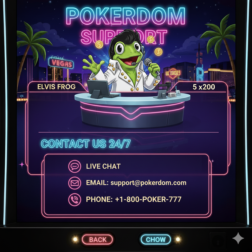 Pokerdom support service for Elvis Frog in Vegas players