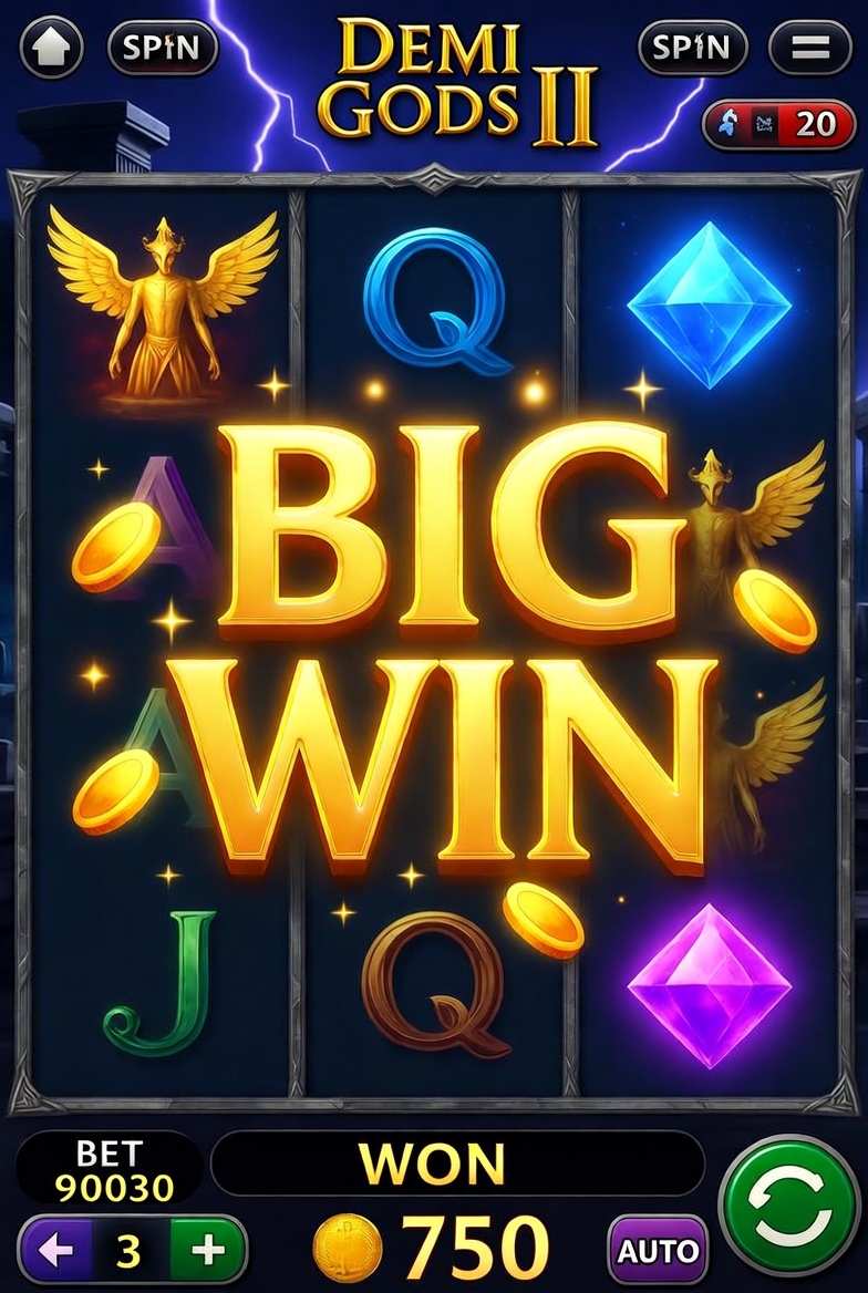 Скриншот крупного выигрыша в слоте Demi Gods II
