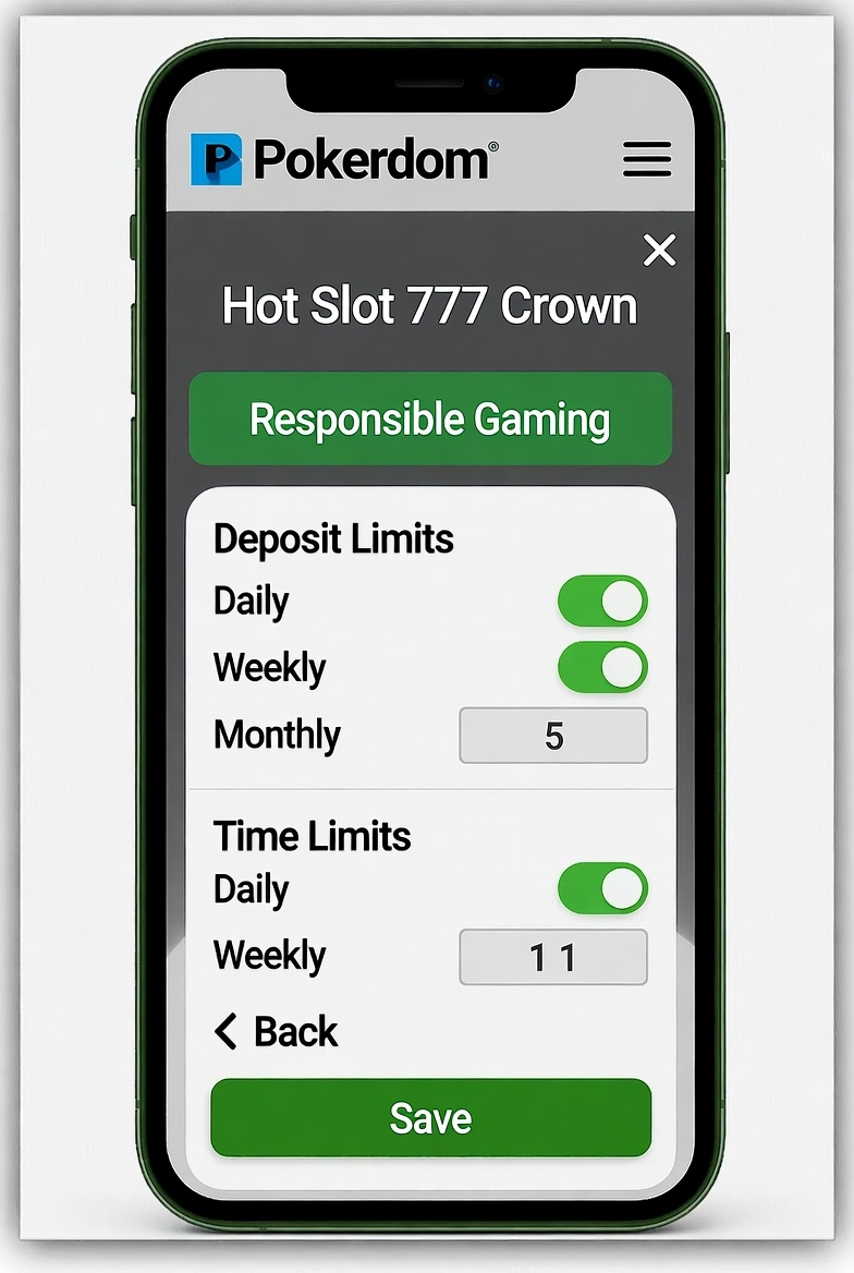 Панель настроек ответственной игры в личном кабинете Pokerdom