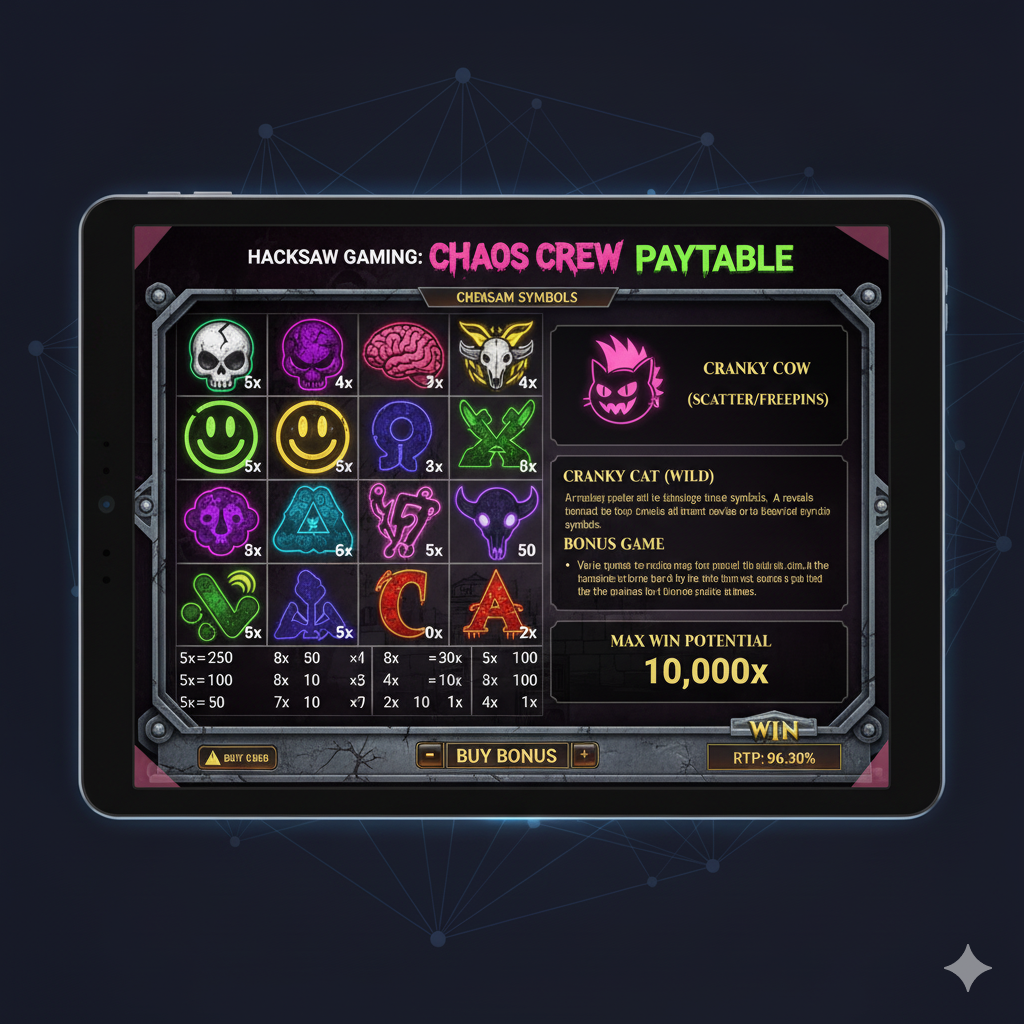 Таблица выплат слота Chaos Crew от Hacksaw Gaming