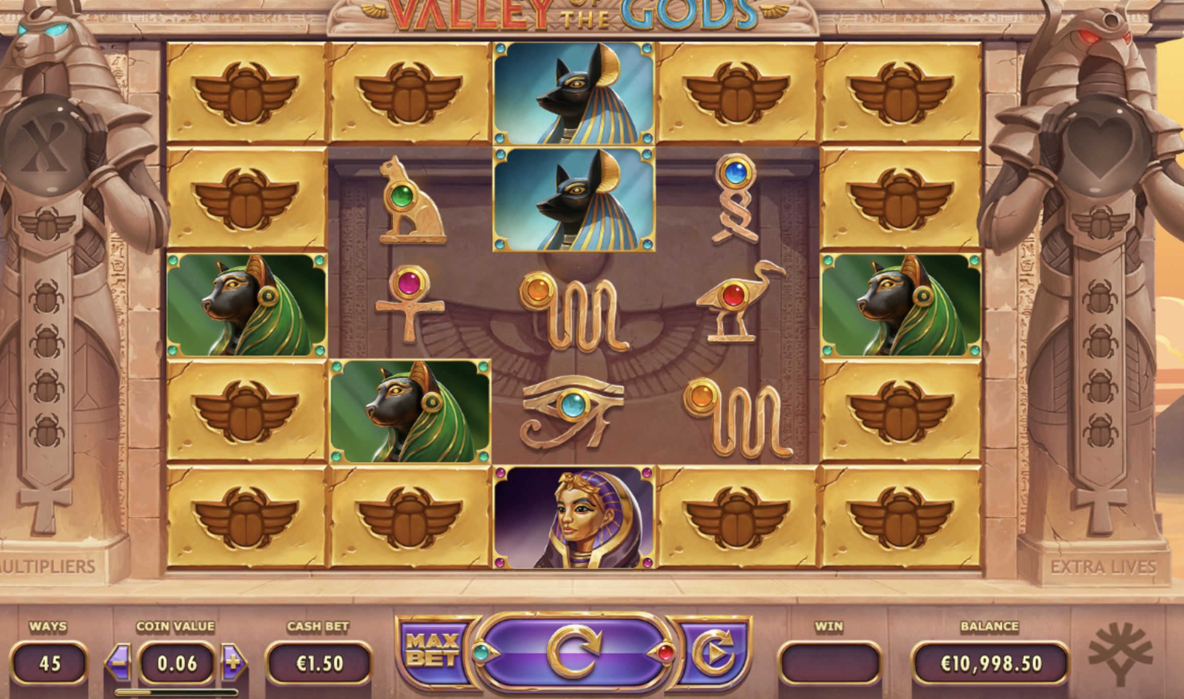 Winning combination in Valley of the Gods slot